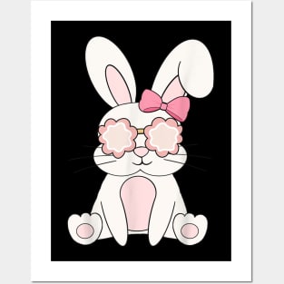 Retro Groovy Easter Rabbit Bunny Happy Easter Day Cute Bunny Posters and Art